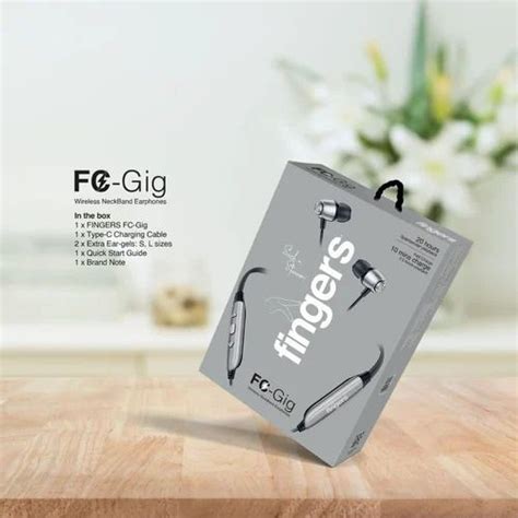 Black And Grey Fingers FC Gig Bluetooth Wireless Neckband Mobile At Rs