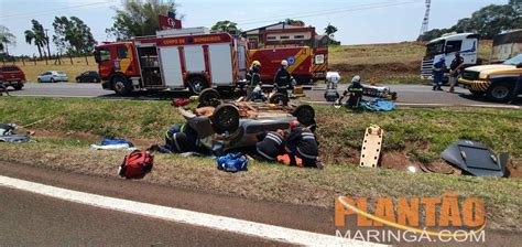 Três Pessoas Ficam Feridas Em Acidente Na Br 376 Entre Maringá E