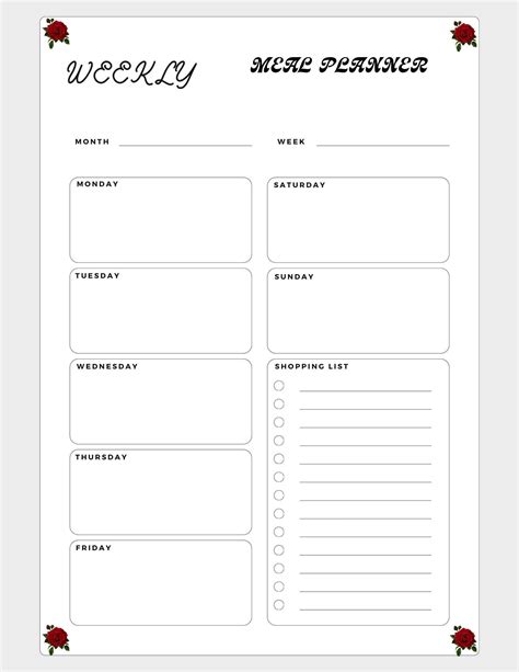 Weekly Meal Planner Etsy