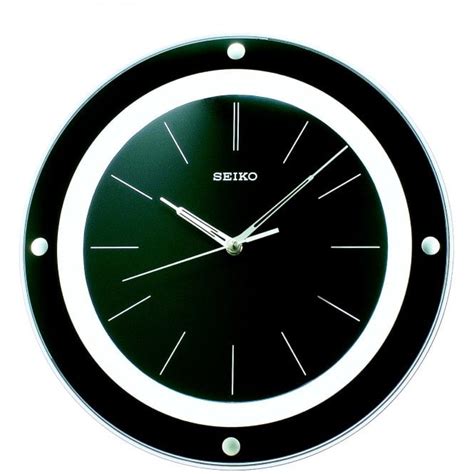 Seiko Round Black Quartz Battery Wall Clock Silent Sweep Qxa314j