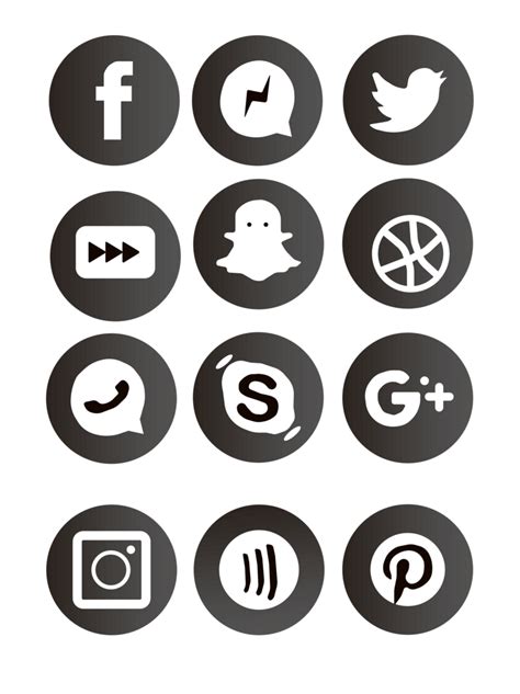 Social Media Icons Black And White Transparent