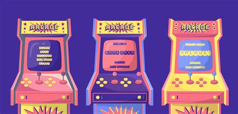 Cartoon Color Retro Arcade Game Machine Set. Vector 26289024 Vector Art at Vecteezy