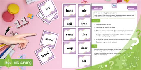 Verbal Reasoning Compound Words Memory Game Twinkl