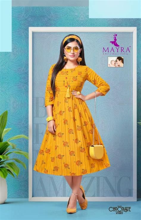 Mayra Presents Chocolate Heavy Rayon Stylish Kurtis