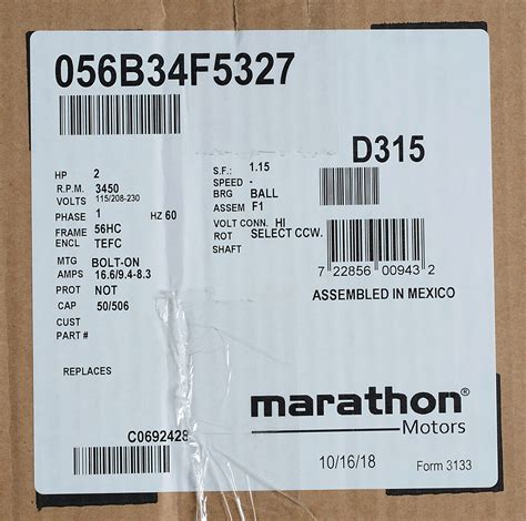Standard Efficiency AC Motor: general purpose and 4-in-1, 2hp (PN# D315 ...