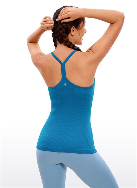 Crz Yoga Womens Yoga Slim Fit Tops Seamless Built In Bra Tank Y Back