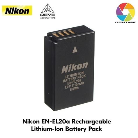 Nikon EN EL20a Rechargeable Lithium Ion Battery Pack 7 2V 1110mAh