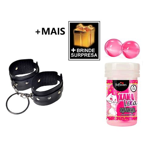 Kit Algemas Luxo 2 Bolinhas Xana Loka 3g Hot Flowers 2 Brindes 1 Lubrificante Intimo