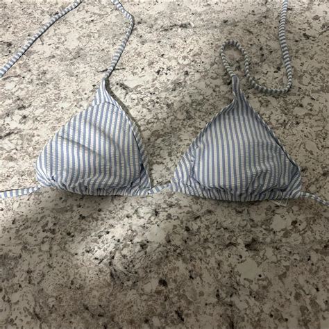 Triangle Bikini Top Striped Worn Once Or Twice Depop