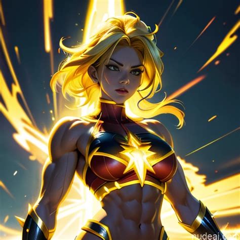 Nude Ai Image For Busty Muscular Abs Super Saiyan Superhero Powering Up