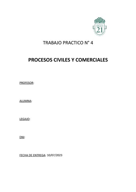 Tp Proc Civiles Y Trabajo Practico N Procesos Civiles