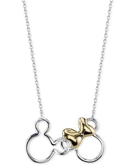 Lyst Disney Mickey And Minnie Mouse Necklace In Sterling Silver With