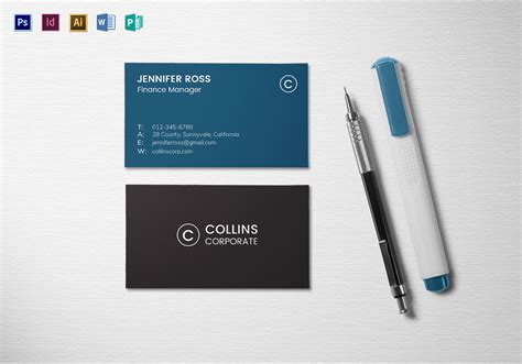 Modern Corporate Business Card Template In Psd Word Publisher