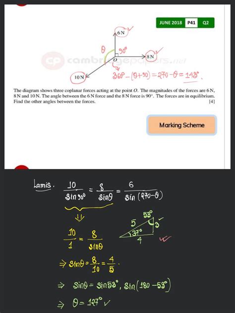 June 2018p41q2the Diagram Shows Three Coplanar Forces Acting At The Po