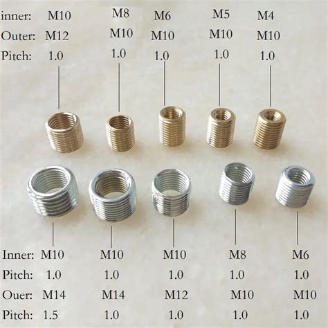 10pieceslot M456 To M10 M8 To M10 M10 To M12m14 Threaded Hollow Tube Adapter Inner Outer