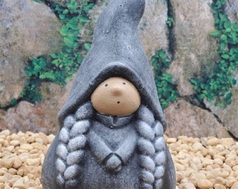 Elf Gnome, Girl Garden Gnome Statue, Handmade Concrete Garden Gnome ...