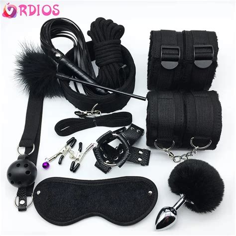 Pcs Adult Handcuffs Ball Whip Kit Bondage Set Couple Sm Sex Toy Adult