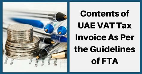 Contents Of Uae Vat Tax Invoice As Per The Guidelines Of Fta Exceldatapro