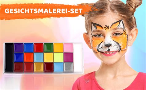 ACWOO Kinderschminke 20 Farben Schminkfarben Schminkpalette Set Face