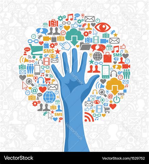 Diversity social media hand tree Royalty Free Vector Image