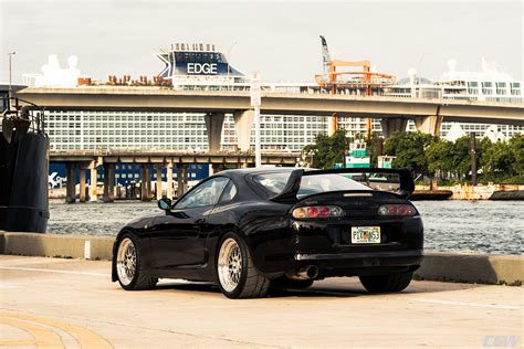 Black Toyota Supra MKIV Turbo CCW LM20 Wheels Polished Aluminum