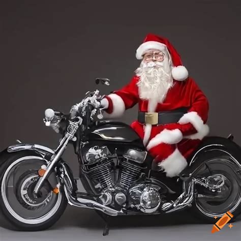 Santa Claus Riding A Motorcycle On Craiyon