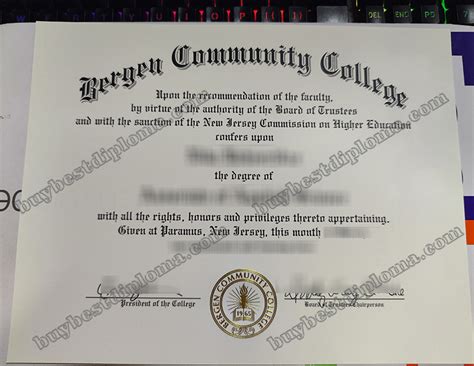 The cost to duplicate a Bergen Community College Certificate