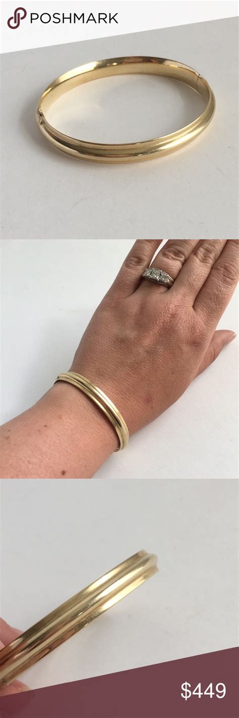 14k Gold Bangle Bracelet Heavy Solid Vintage Hob Gold Bangle Bracelet 14k Gold Bangle