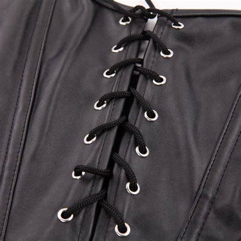 Sexy Lingerie Women Faux Leather Lace Burlesque Steampunk Corset Gothic Vinyl Bustier Corset W5504A