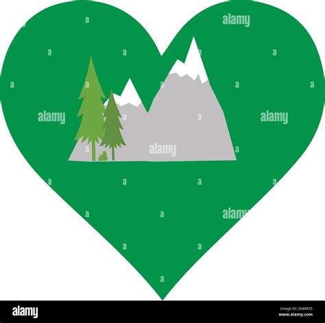 Mountains And Fir Trees Inside A Green Heart Stock Vector Image And Art