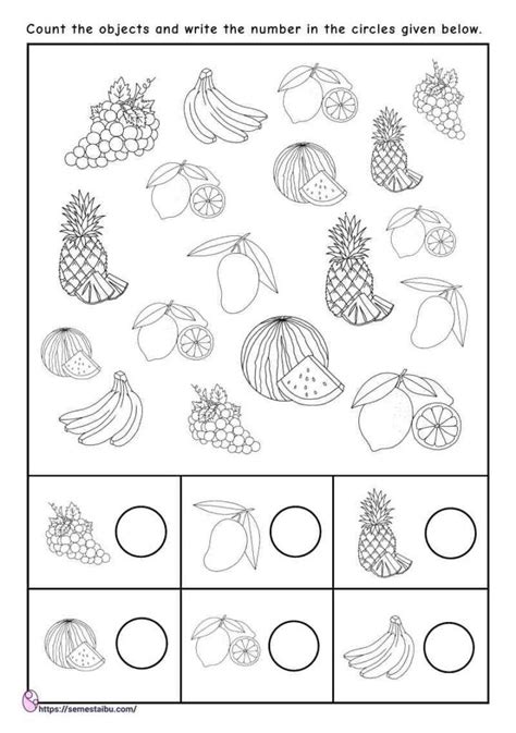 I Spy Game Counting Worksheet Fruits