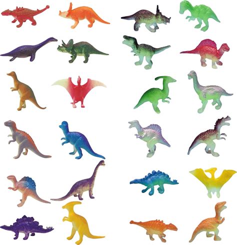 Tyrzol 24Pcs Mini Dinosaur Toys Dinosaur Figures Glow In Dark Mini