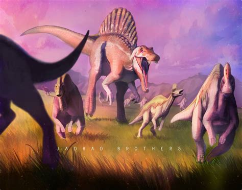 Spino Hunting Corythosaurus Heard Jadhao Brother By Jadhaobrothers On Deviantart