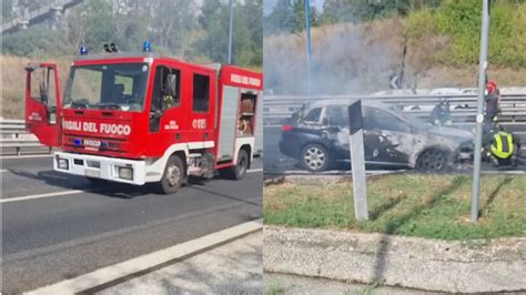 Incendio Sulla Tangenziale Di Napoli Suv Prende Fuoco File