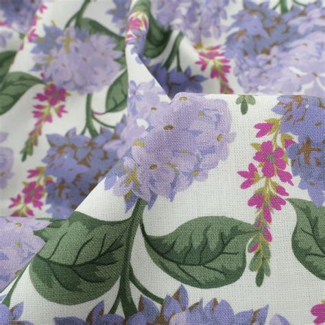 Tissu Popeline De Coton Lilas Oekotex Blanc Mercerine