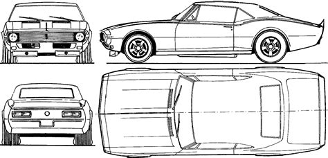 1968 Chevrolet Camaro Coupe V3 Blueprints Free Outlines