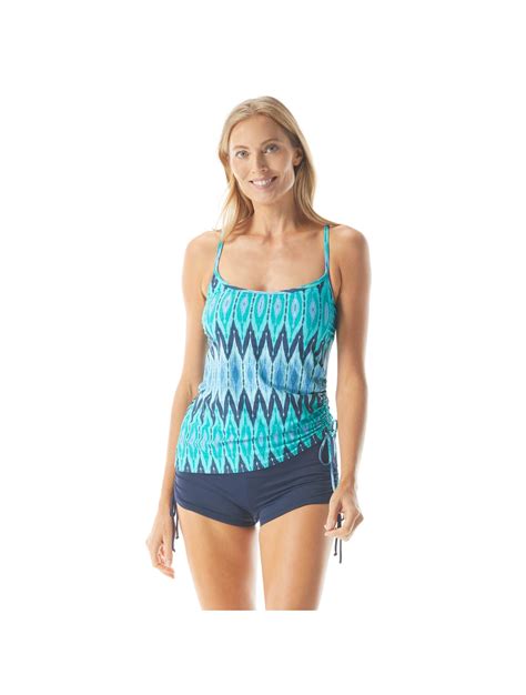 Beach House Swim Bridget Side Shirred Underwire Tankini Top Desert Stripe