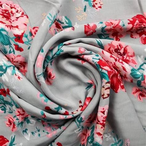 Grey Floral Print Rayon Fabric At Rs Printed Rayon Fabric Id