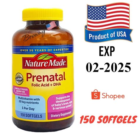 Nature Made Prenatal With Folic Acid Dha Softgels 150 Softgels Shopee Thailand