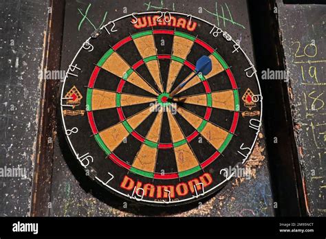 Winmau Diamond Pub Dartboard Blue Dart In The Bullseye Scoring Fifty