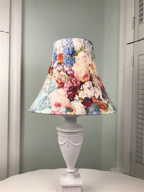 Floral Lamp Shade Boho Lamp Shade Eclectic Lamp Shade Shabby Chic Lamp Shade Linen Lamp