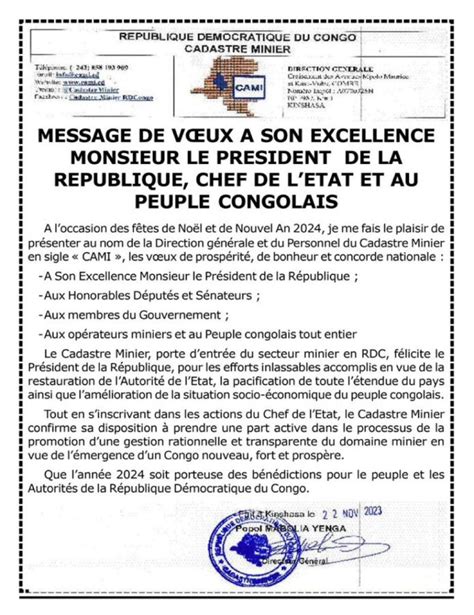 Rdc Le Cami Et Son Dg Popol Mabolia Adressent Un Message De V Ux Au