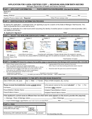 Fillable Online Origin Sl Michigan Application For A Noncertified Copy