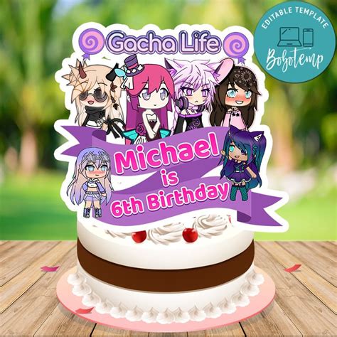 Gacha Life Birthday Cake Topper Template Printable Createpartylabels