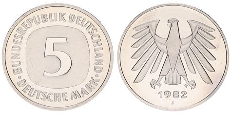 Deutschland Bundesrepublik 5 Mark 5 DM Kursmünze 1982 J TOP Erhaltung