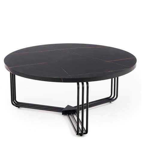 Table Basse En Acier Poudré Noir Avec Plateau En Rotin Et Verre Garden