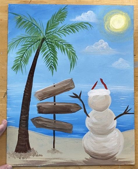 Beach Snowman Painting Tutorial - Step By Step Painting | Painting ...