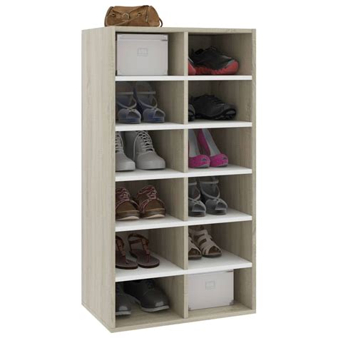 Vidaxl Shoe Rack White And Sonoma Oak X X Engineered Wood