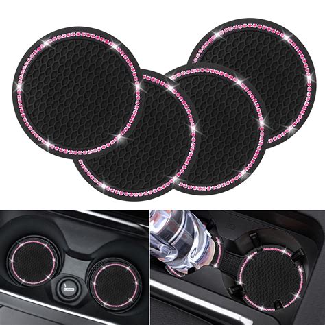 4 Pack Car Coasters Universal Vehicle Bling Car Coaster Cute