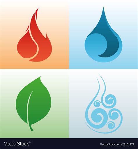 Four Natural Elements Earth Water Air And Fire Vector Image